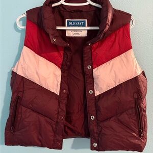 EUC Old Navy Girls Red and Pink Puffer Vest